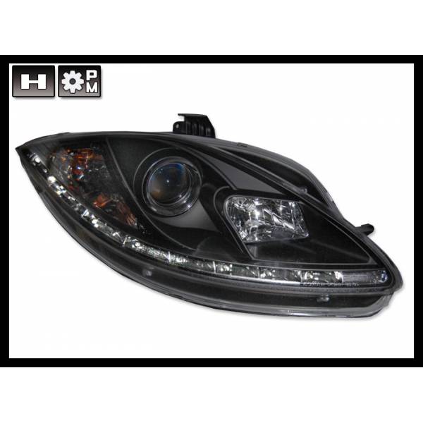 HEADLIGHTS SEAT LEON 0508 BLACK DAYLIGHT REAL