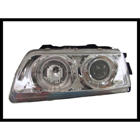 Set Of Headlamps Angel Eyes Honda CRX 1988, Chromed
