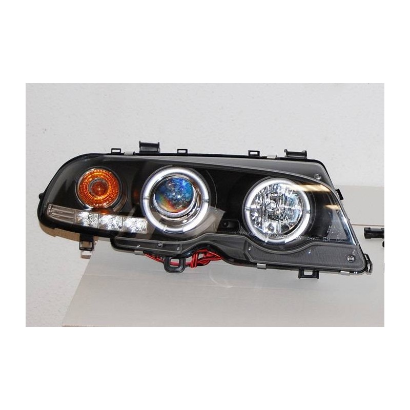 Fari Anteriore Angel Eyes BMW E46 '99-02 2P. Elect. Black Mod.II