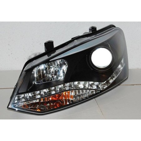 Set Of Headlamps Day Light Volkswagen Polo 2010 Black