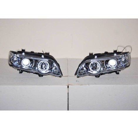 Set De Phares Avant Angel Eyes BMW X5 2001 Chromé