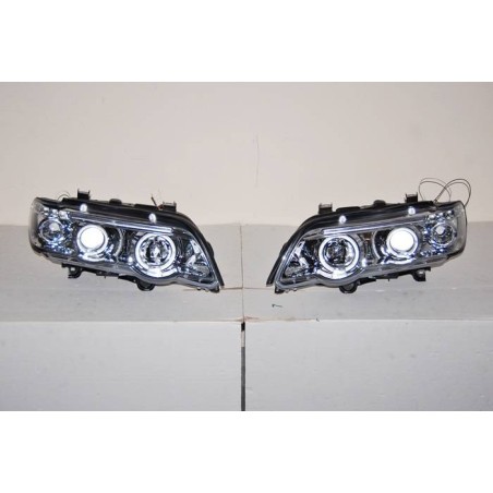 Set Of Headlamps Angel Eyes BMW X5 2001, Chromed.