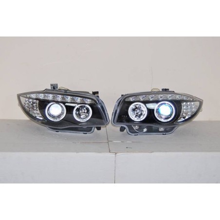 Set Of Headlamps Day Light BMW E87 2007-2011 Black & Blinker Led