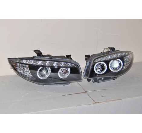 Set Of Headlamps Day Light BMW E87 2007-2011 Black & Blinker Led