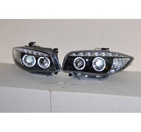 Set Of Headlamps Day Light BMW E87 2007-2011 Black & Blinker Led