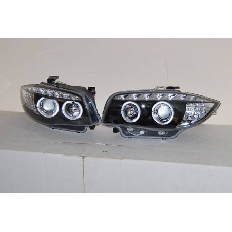 Set Of Headlamps Day Light BMW E87 2007-2011 Black & Blinker Led