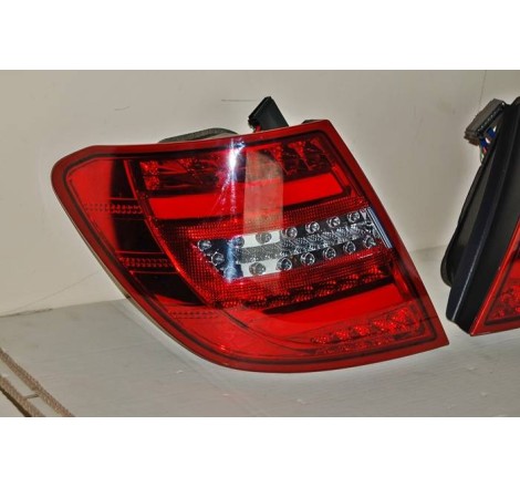 Set Of Rear Tail Lights Mercedes W204 2011-2014 Led Red Clear