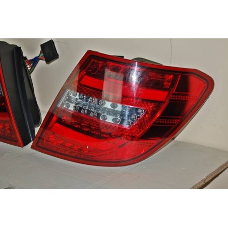 Set Of Rear Tail Lights Mercedes W204 2011-2014 Led Red Clear