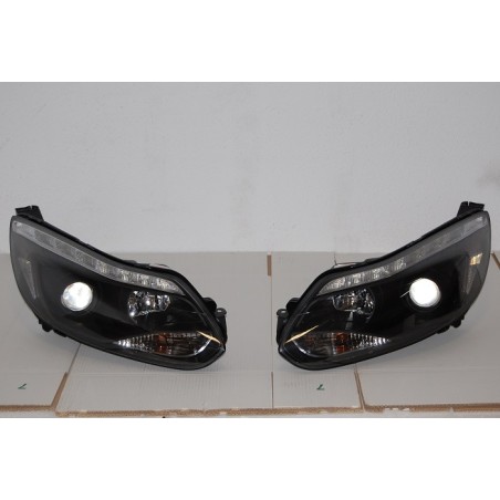 Set Of Headlamps Day Light Ford Focus 2011-2014, Blinker Led, Black