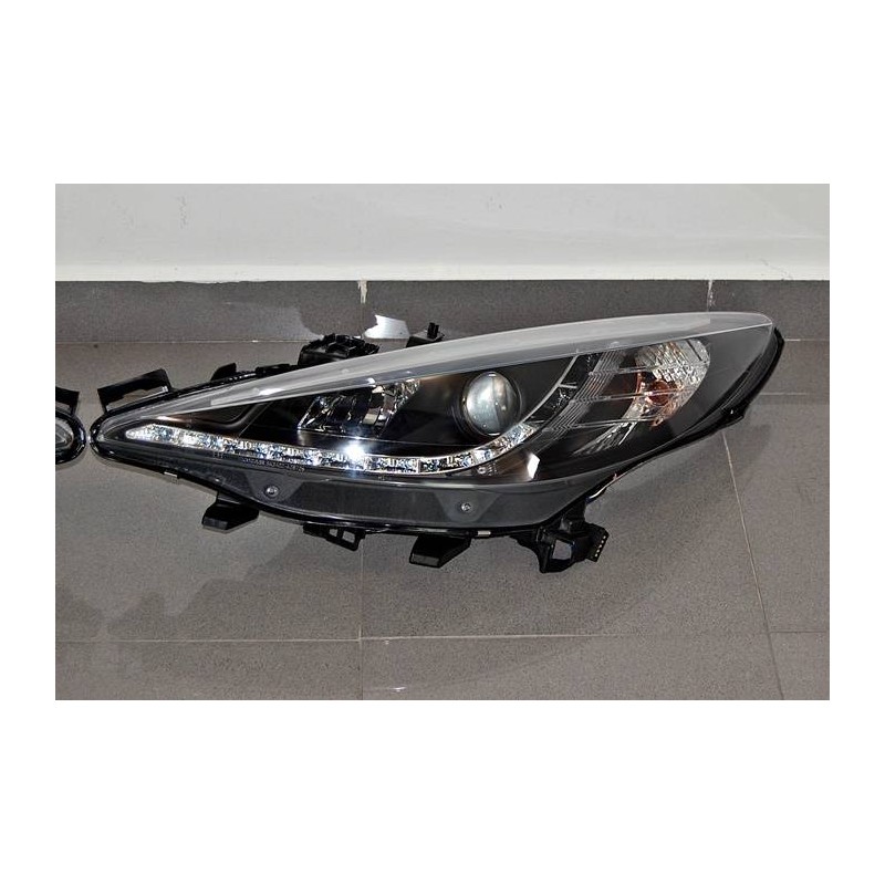 SET OF HEADLAMPS DAY LIGHT PEUGEOT 207 BLACK