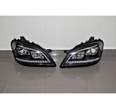 Set Of Headlamps Day Light Mercedes W164 05-08 Led sequential flashing Black