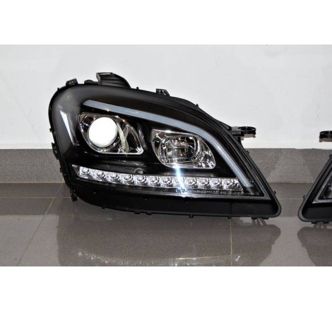 Set Of Headlamps Day Light Mercedes W164 05-08 Led sequential flashing Black