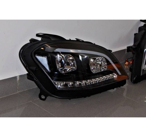 Set Of Headlamps Day Light Mercedes W164 05-08 Led sequential flashing Black