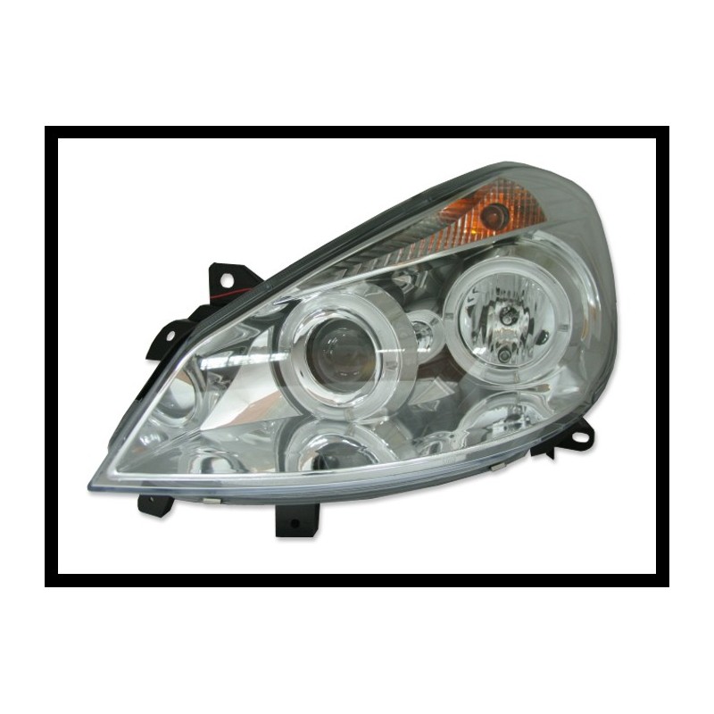 SET OF HEADLAMPS ANGEL EYES RENAULT CLIO 2005, CHROMED