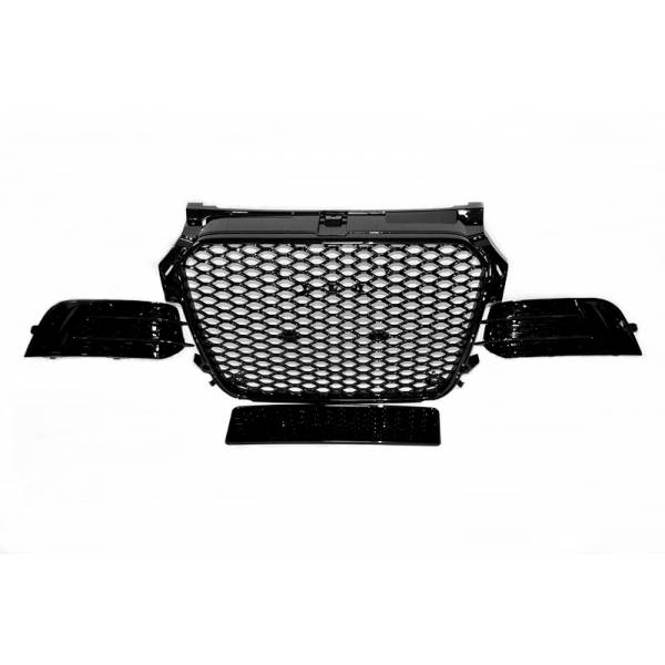 FRONT GRILL AUDI A1 "LOOK RS1 BLACK" + FOG LAMPS (12-15)