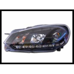 Set Of Headlamps Day Light Volkswagen Golf 6 09-12 Black