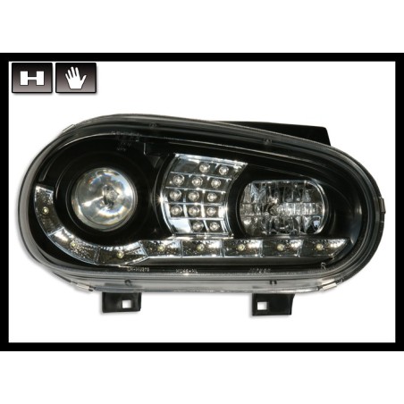 Set Of Headlamps Day Light Volkswagen Golf 4 Black & Blinker Led