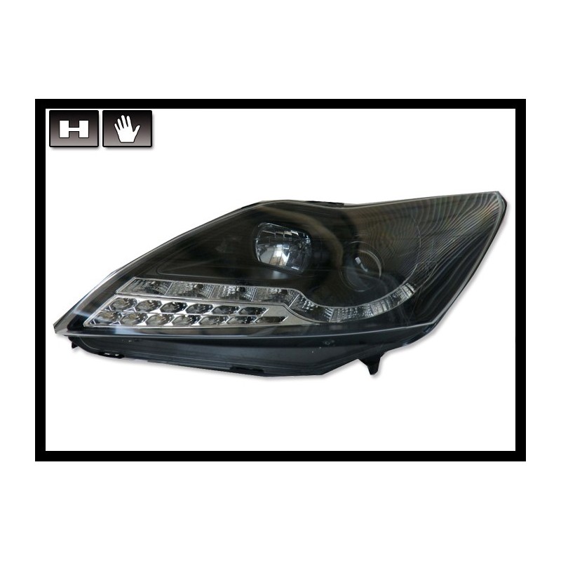 Faros delanteros Ford Focus 2008, intermitente led, black, luz de dia
