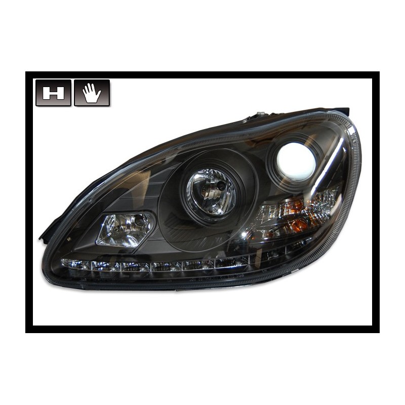 Set Of Headlamps Day Light Mercedes W220 1998-2005 Black