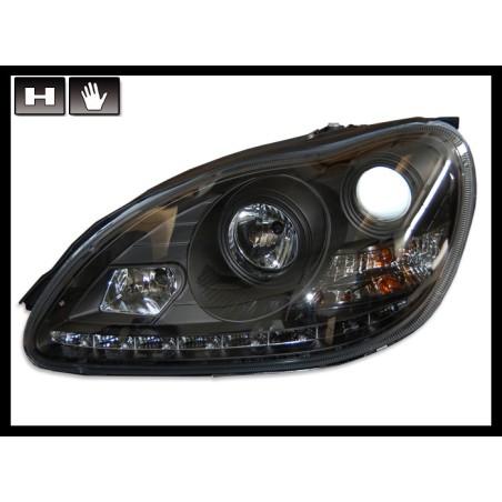 Faros delanteros Mercedes W220 '98'05, black, luz de dia
