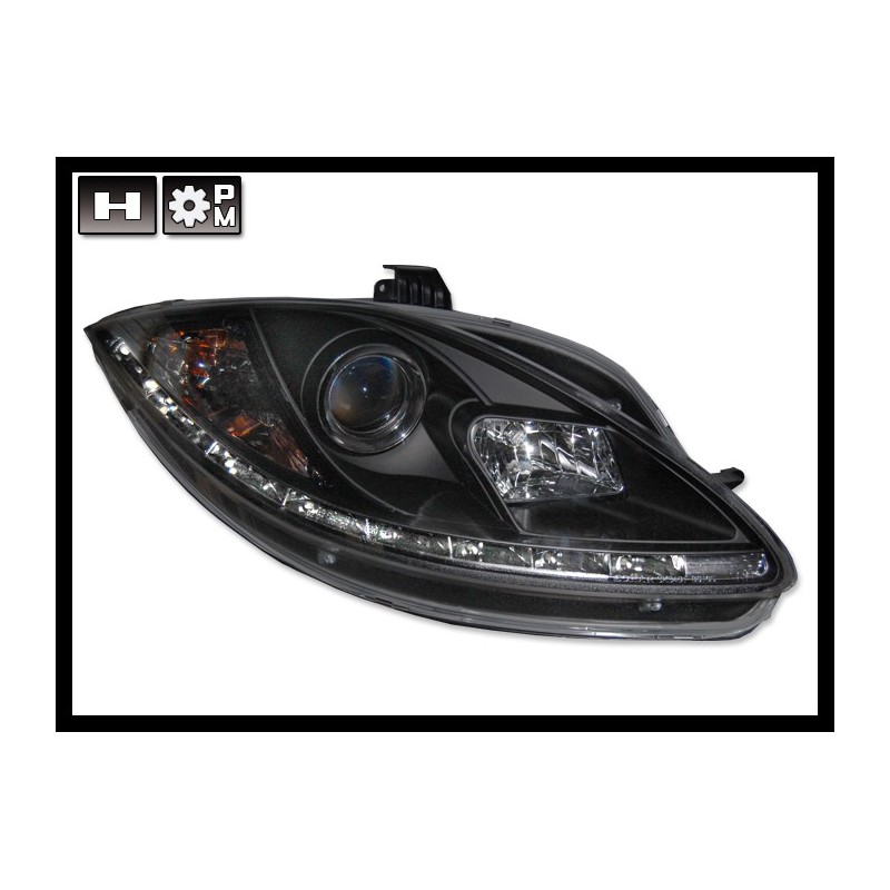 SET OF HEADLAMPS DAY LIGHT SEAT LEON 2005-2008 BLACK