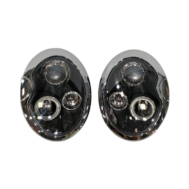 Set of headlamps angel eyes Mini 2001-2005 black