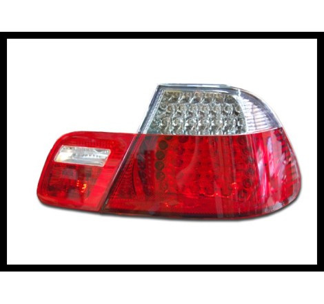 Set Of Rear Tail Lights BMW E46 1999-2002 2-Door, Led Chromed & Red