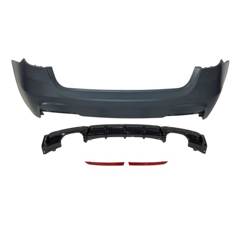 Rear Bumper BMW F31 Look M Performance 2 Exhaust Double Glossy Black
