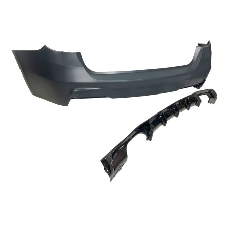 Rear Bumper BMW F31 Look M Performance 2 Exhaust Double Glossy Black