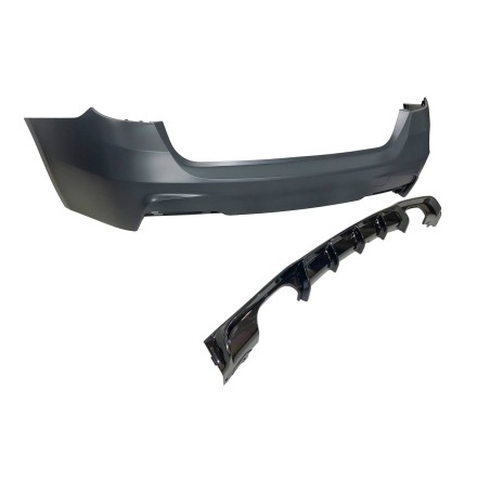 Rear Bumper BMW F31 Look M Performance 2 Exhaust Double Glossy Black