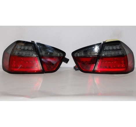 Set Of Rear Tail Lights Cardna BMW E90 2005, Lightbar Red/Smoked