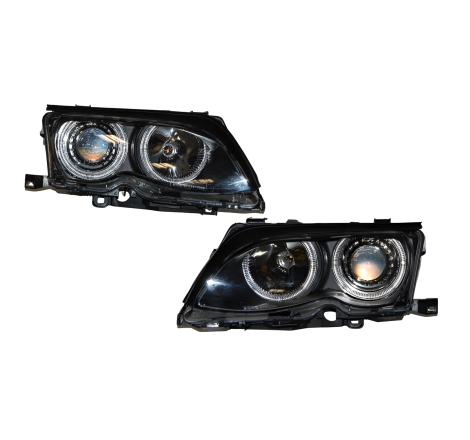 Faros Delanteros Ojos De Angel BMW E46 '02/'05 4P. Elect. Black