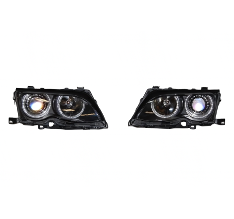 Faros Delanteros Ojos De Angel BMW E46 '02/'05 4P. Elect. Black