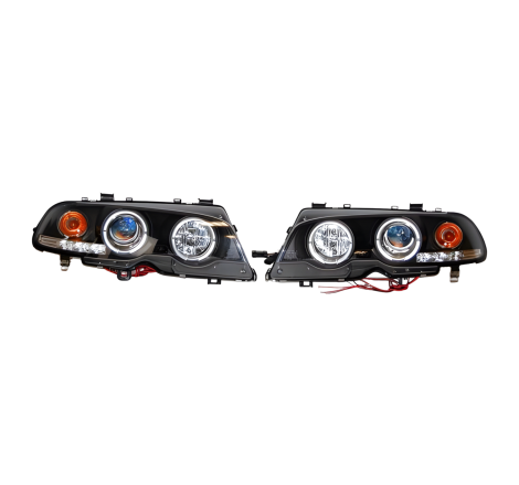Faros Delanteros Ojos De Angel BMW E46 '99-02 2P. Elect. Black Mod.II