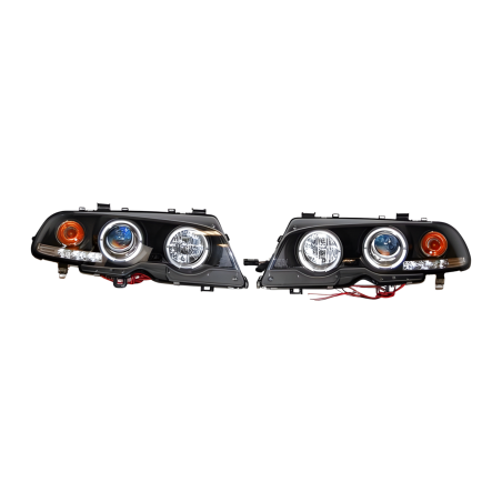 Faros Delanteros Ojos De Angel BMW E46 '99-02 2P. Elect. Black Mod.II