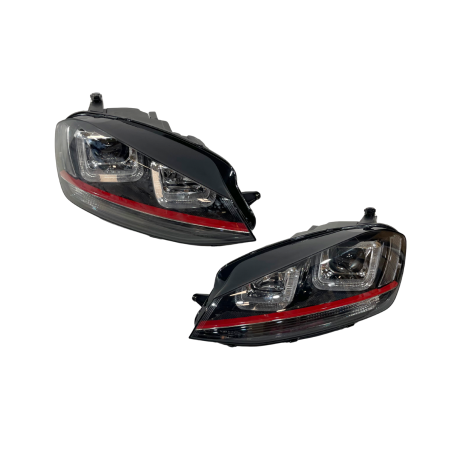 Set Of Headlamps Day Light Volkswagen Golf 7 Xenon DRL Red