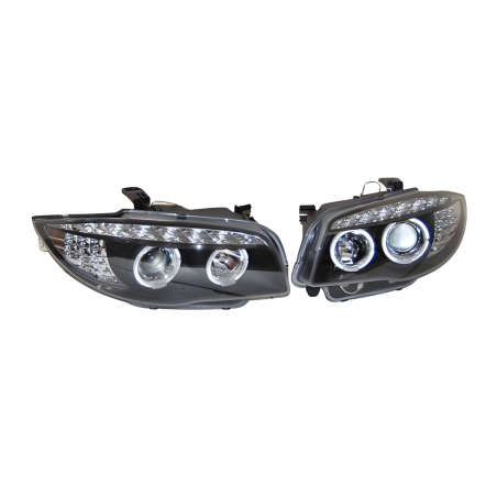 Set Of Headlamps Day Light BMW E87 2007-2011 Black & Blinker Led