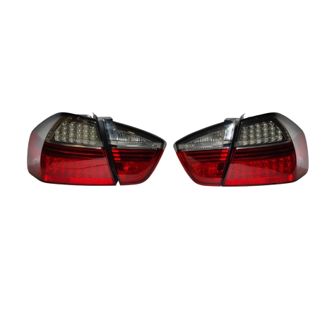 Set Of Rear Tail Lights BMW E90 2005 4-Door Led Red/Smoked