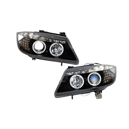 faros delanteros BMW e90 05 black luz de dia intermitente led
