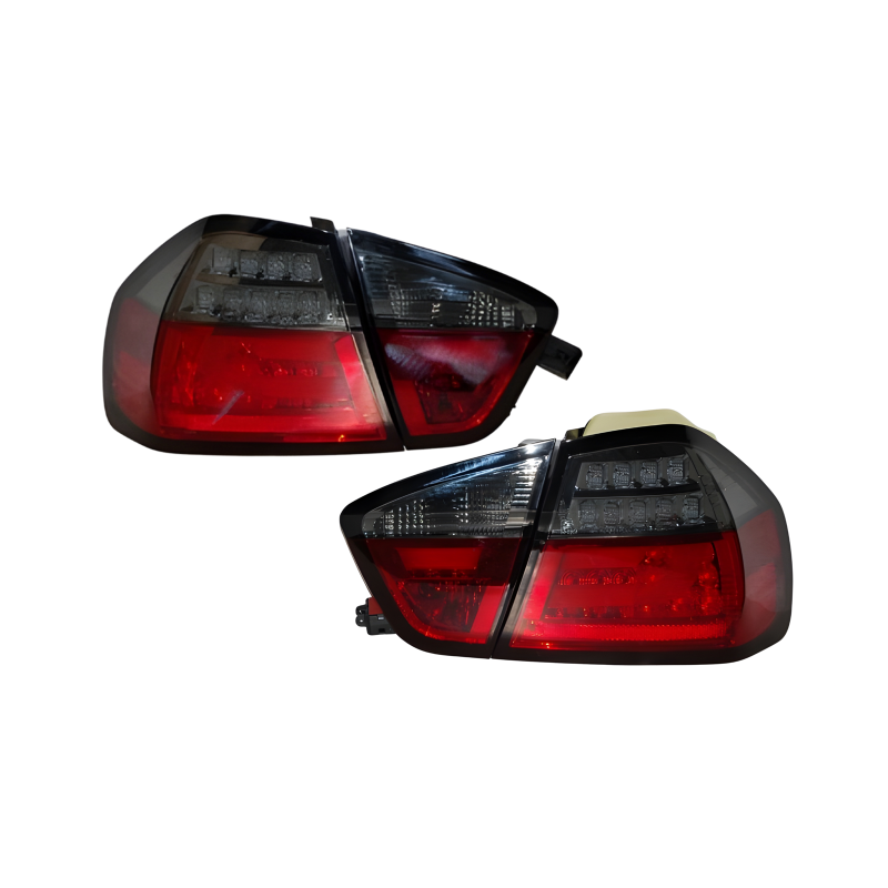 Set Of Rear Tail Lights Cardna BMW E90 2005, Lightbar Red/Smoked