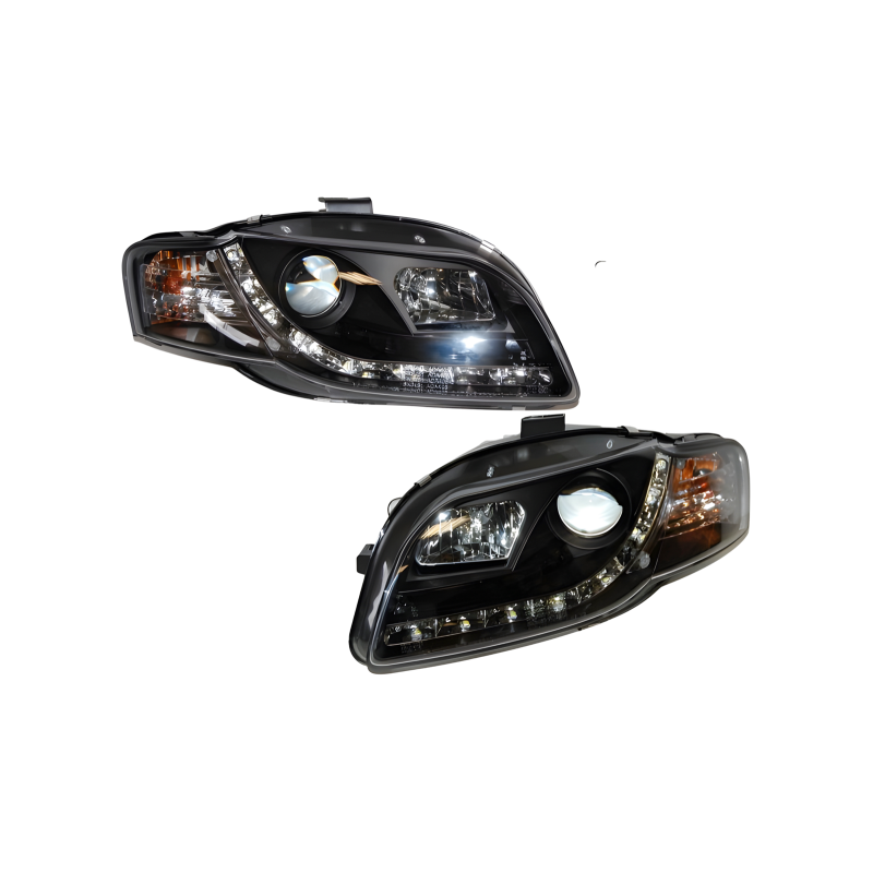 Set Of Headlamps Day Light Audi A4 2005-2008, Black