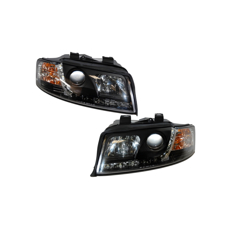 Set Of Headlamps Day Light Audi A4 2002-2004, Black