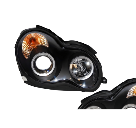 Set Of Headlamps Angel Eyes Mercedes W203 2001-2007 Black