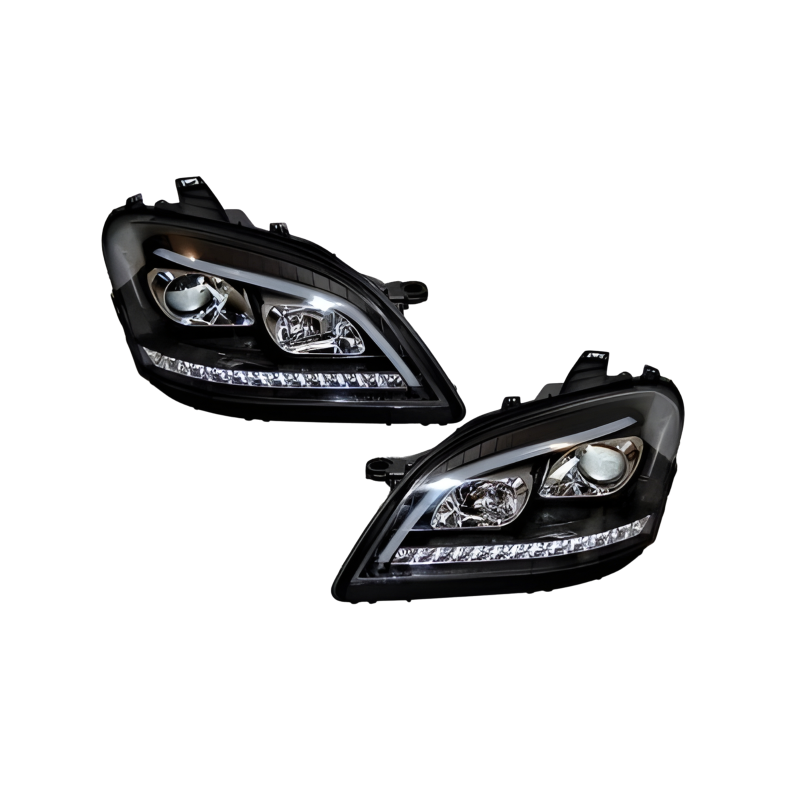 Set Of Headlamps Day Light Mercedes W164 05-08 Led sequential flashing Black