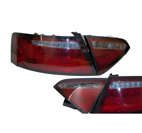 Set Of Rear Tail Lights Audi A5 2-4D 07-09 Led Red/Smoked Cardna Flashing Led
