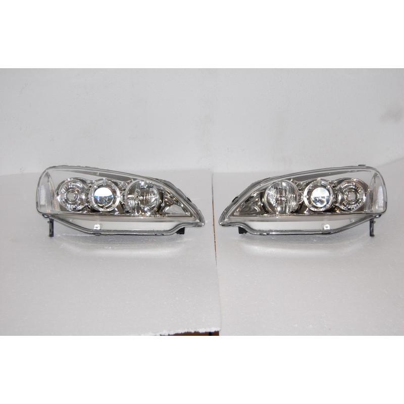 SET OF HEADLAMPS ANGEL EYES HONDA CIVIC COUPE 2001 CHROMED