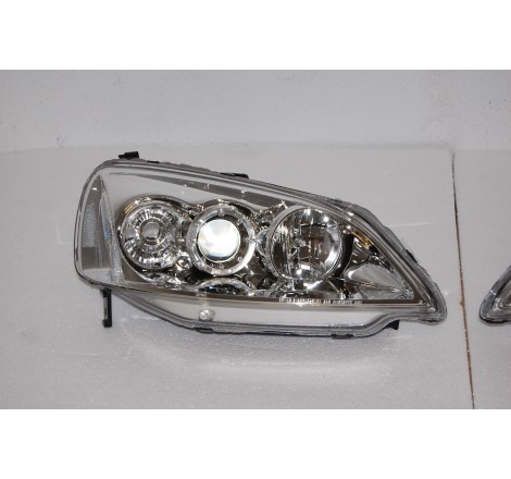 SET OF HEADLAMPS ANGEL EYES HONDA CIVIC COUPE 2001 CHROMED