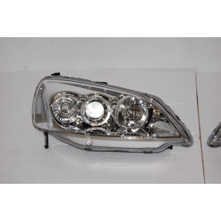 SET OF HEADLAMPS ANGEL EYES HONDA CIVIC COUPE 2001 CHROMED
