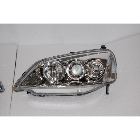 SET OF HEADLAMPS ANGEL EYES HONDA CIVIC COUPE 2001 CHROMED