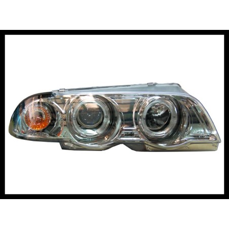 Set De Phares Avant Angel Eyes BMW E46 1998-2001 4-Porte Chromé